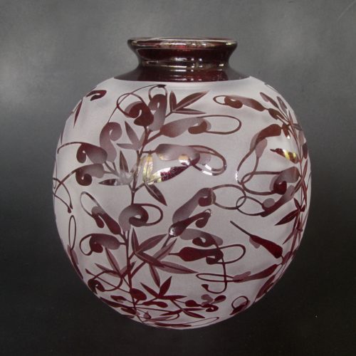 Grevillea tripartita vase - handblown & sandblasted glass by Amanda Louden